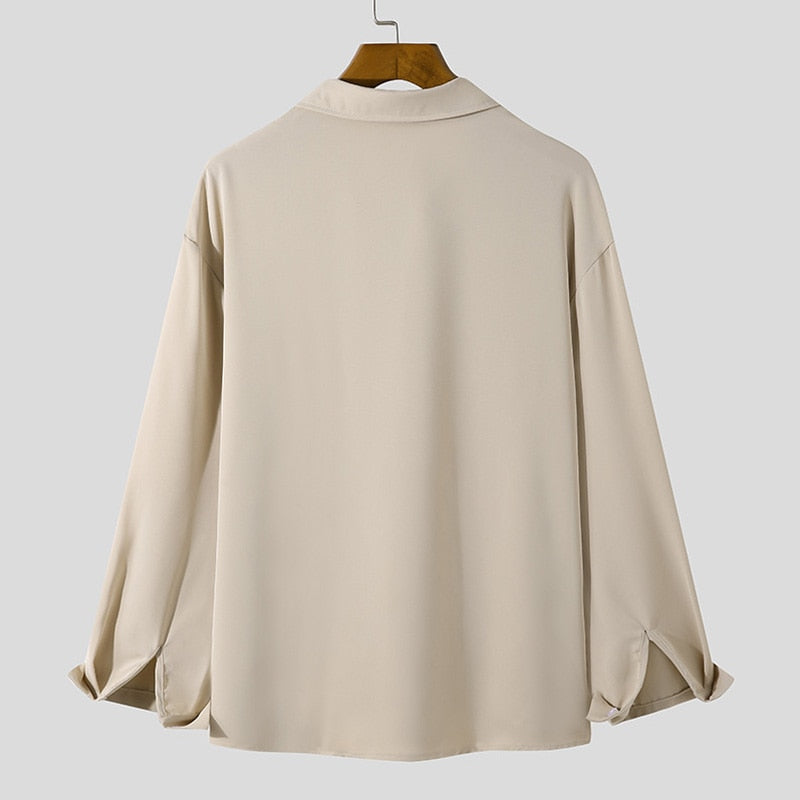 Men's Korean Loose Fit Shirt with Long Sleeves