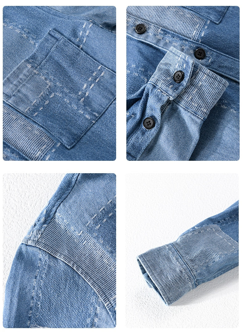 Men's Patchwork Denim Shirt
