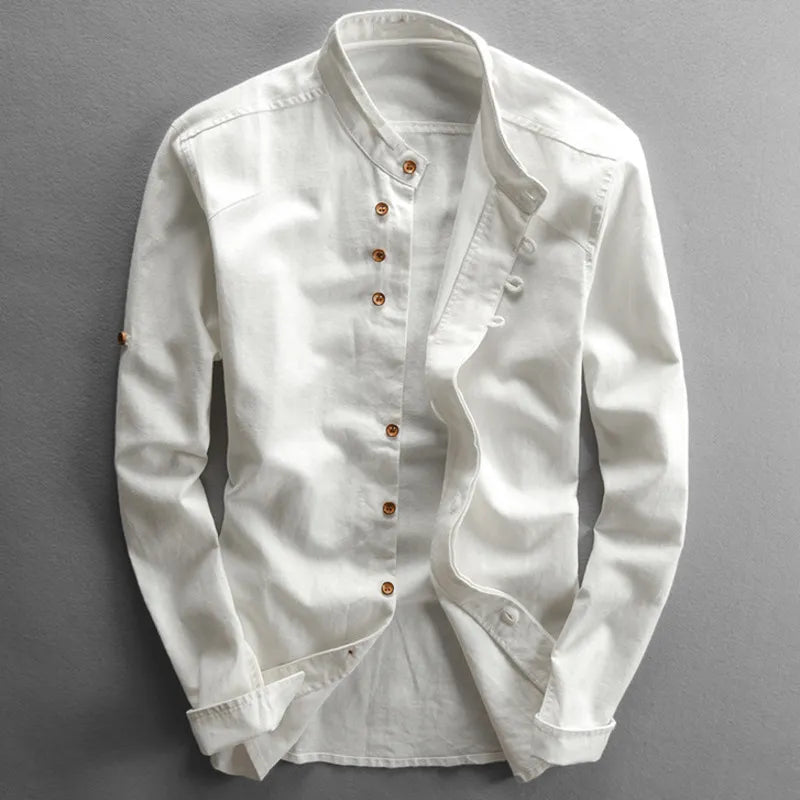 Men's Slim Fit Shirt with Stand-Up Collar
