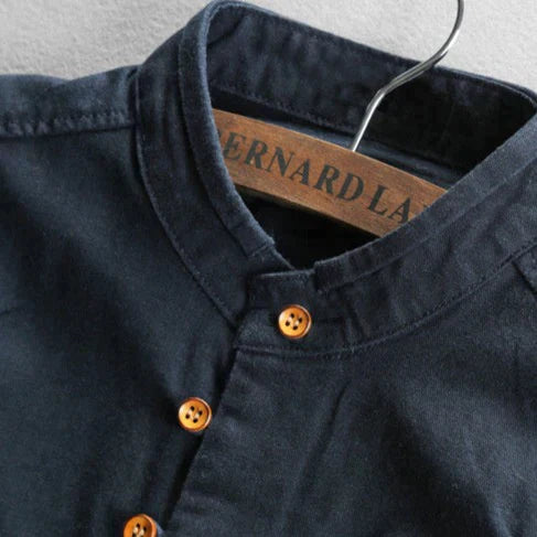 Men's Slim Fit Shirt with Stand-Up Collar