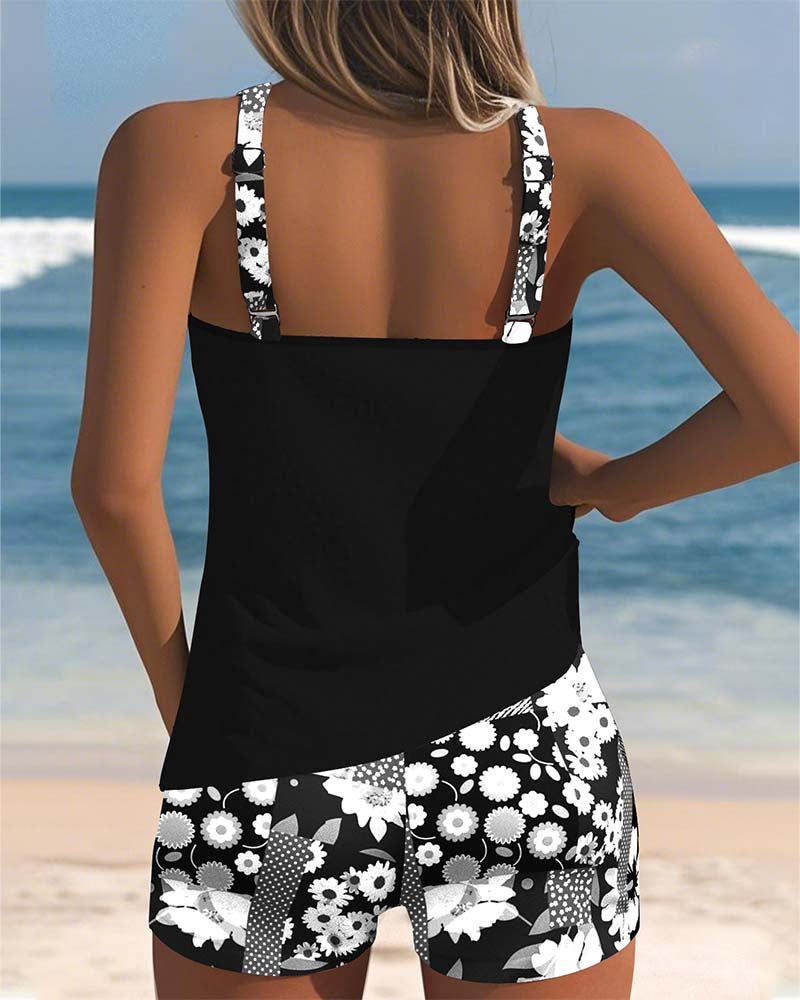 Colette | Swimsuit Tank Top with Printed Boxer Set