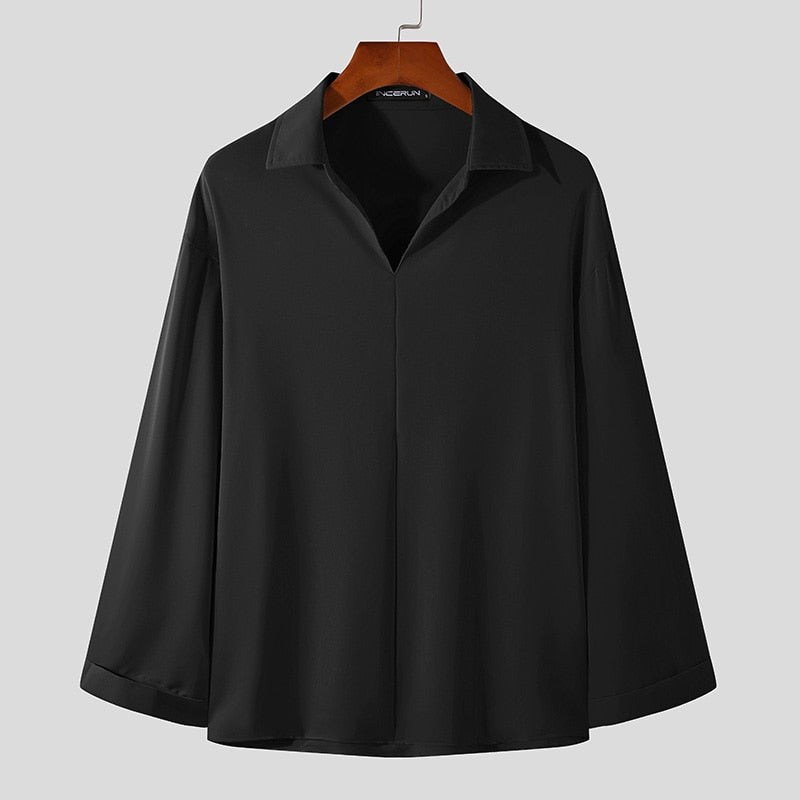 Men's Korean Loose Fit Shirt with Long Sleeves