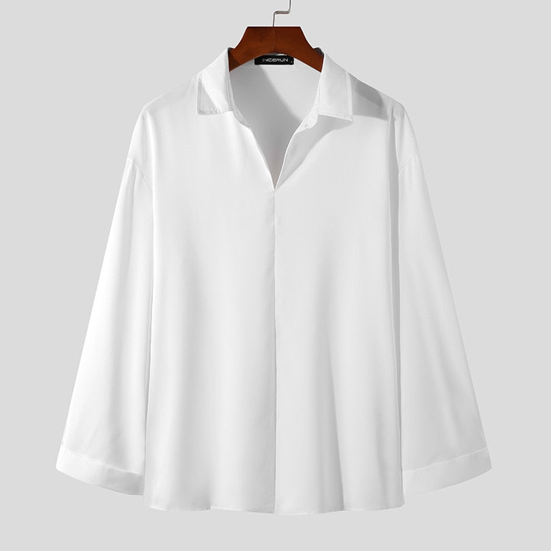 Men's Korean Loose Fit Shirt with Long Sleeves