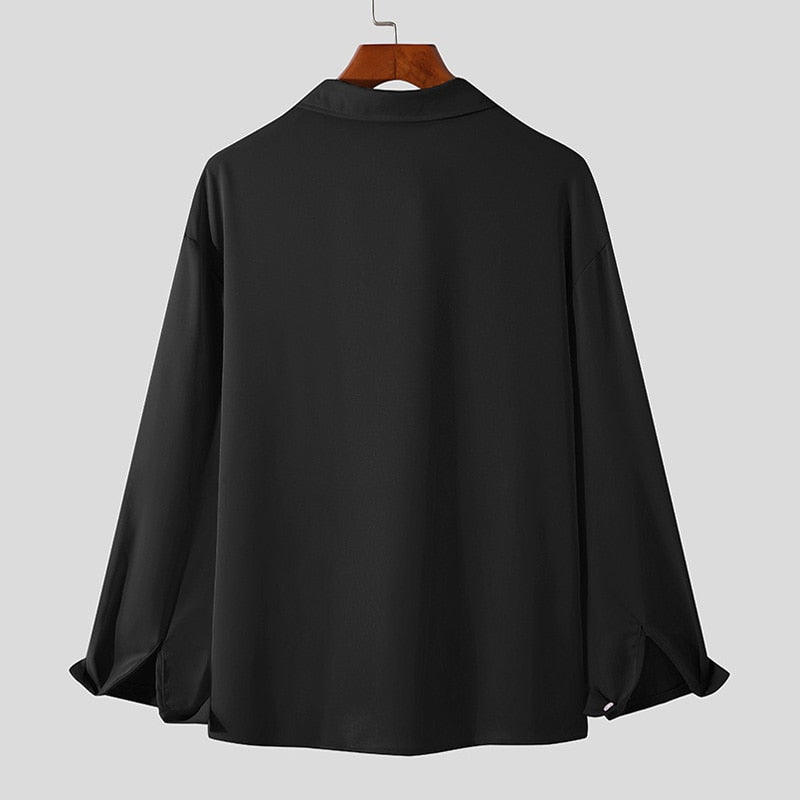 Men's Korean Loose Fit Shirt with Long Sleeves