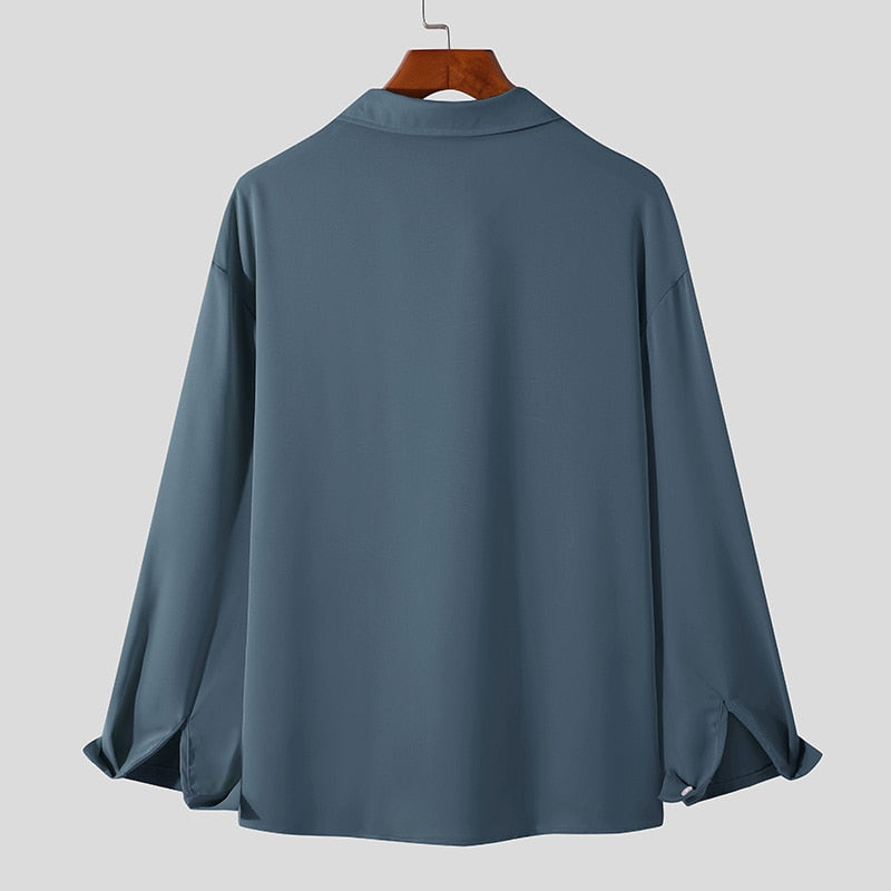 Men's Korean Loose Fit Shirt with Long Sleeves